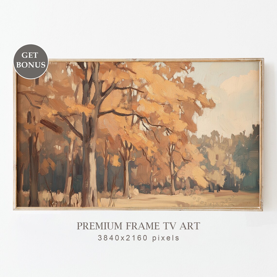 Impressionist Autumn Grove Thick Brushstrokes Cream Foliage Poster