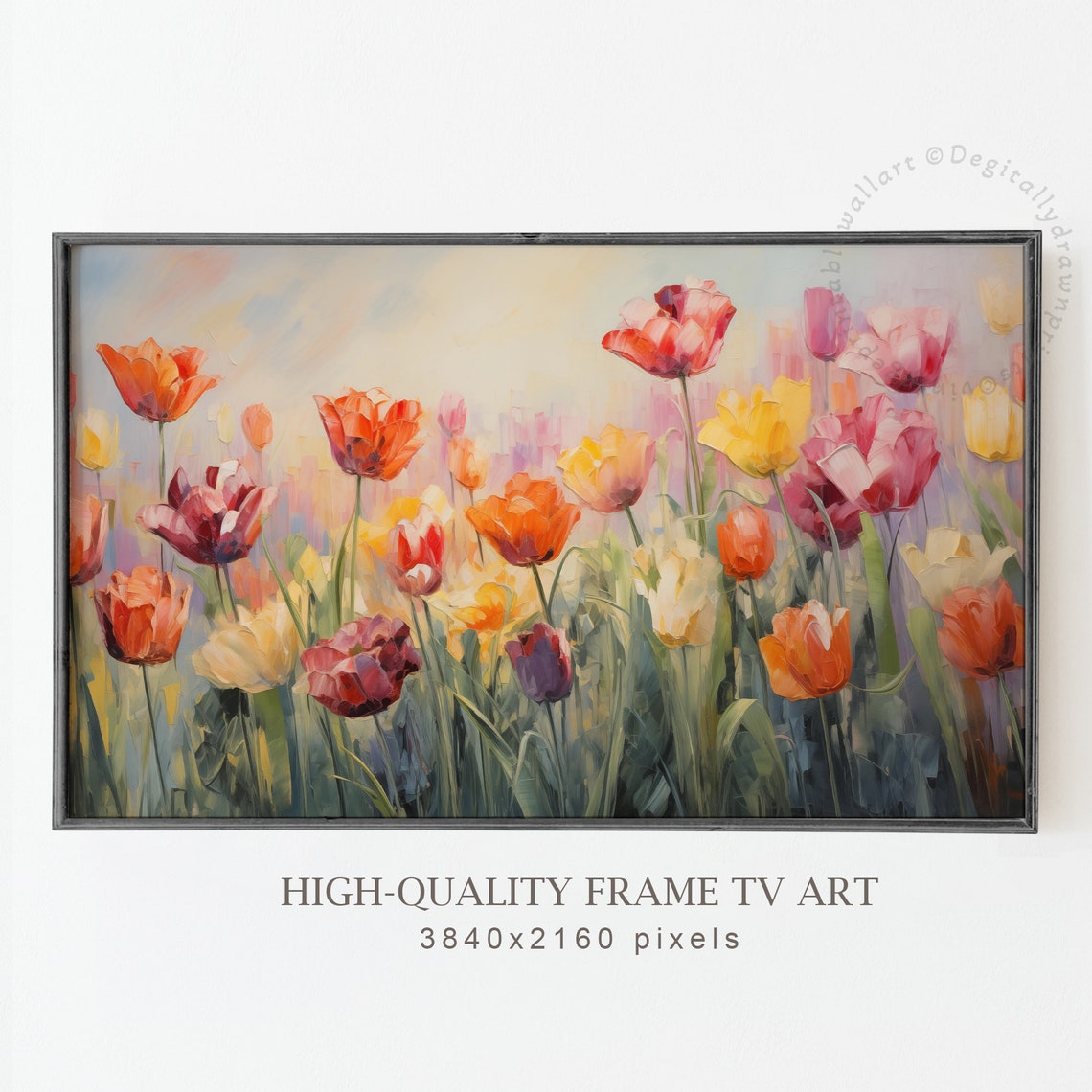 Blooming Pastel Tulips Red Orange Yellow Spring Garden Art Print - Image 5