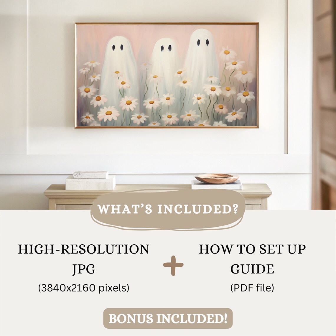 Halloween Ghosts In A Wildflowers Field Poster - Image 2