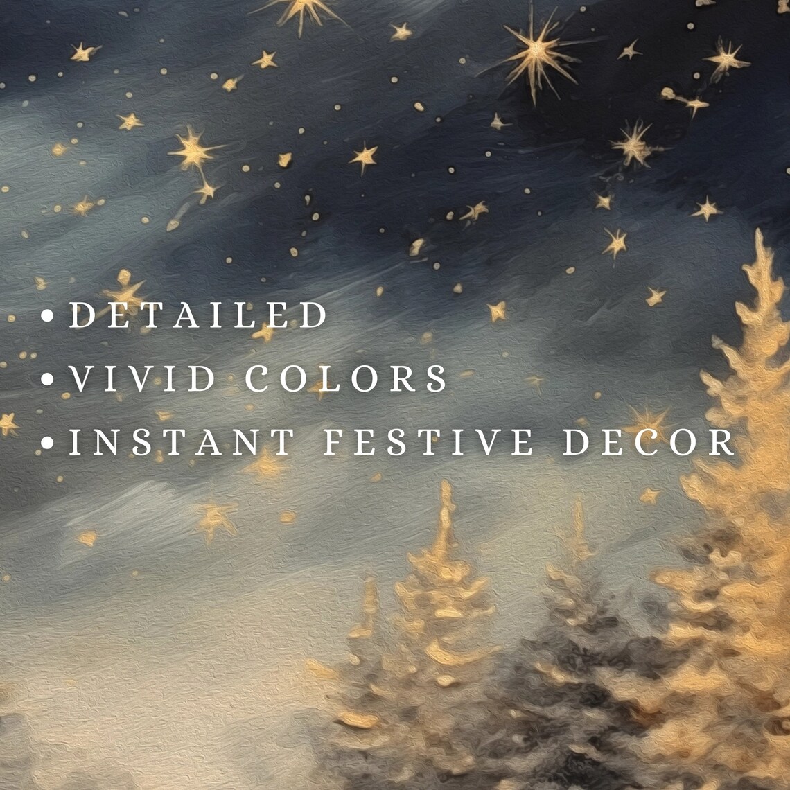 Christmas Snowy Pine Trees Under The Starry Night Art Print - Image 2