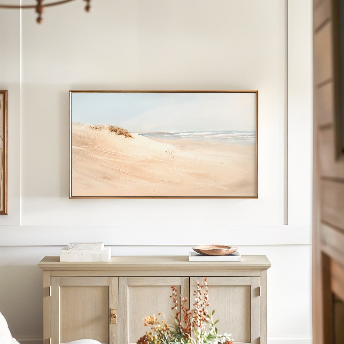 Sandy Beach Dunes Serene Shoreline Ocean View Coastal Poster - Image 2
