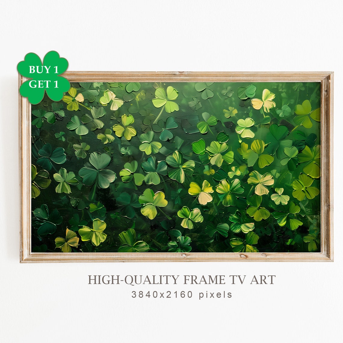 Abstract Green Shamrocks Impasto Texture St Patricks Day TV Art Print