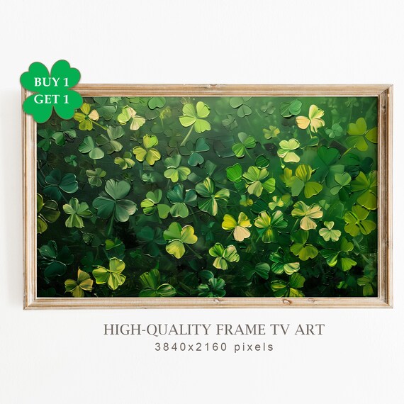 Abstract Green Shamrocks Impasto Texture St Patricks Day TV Art Print