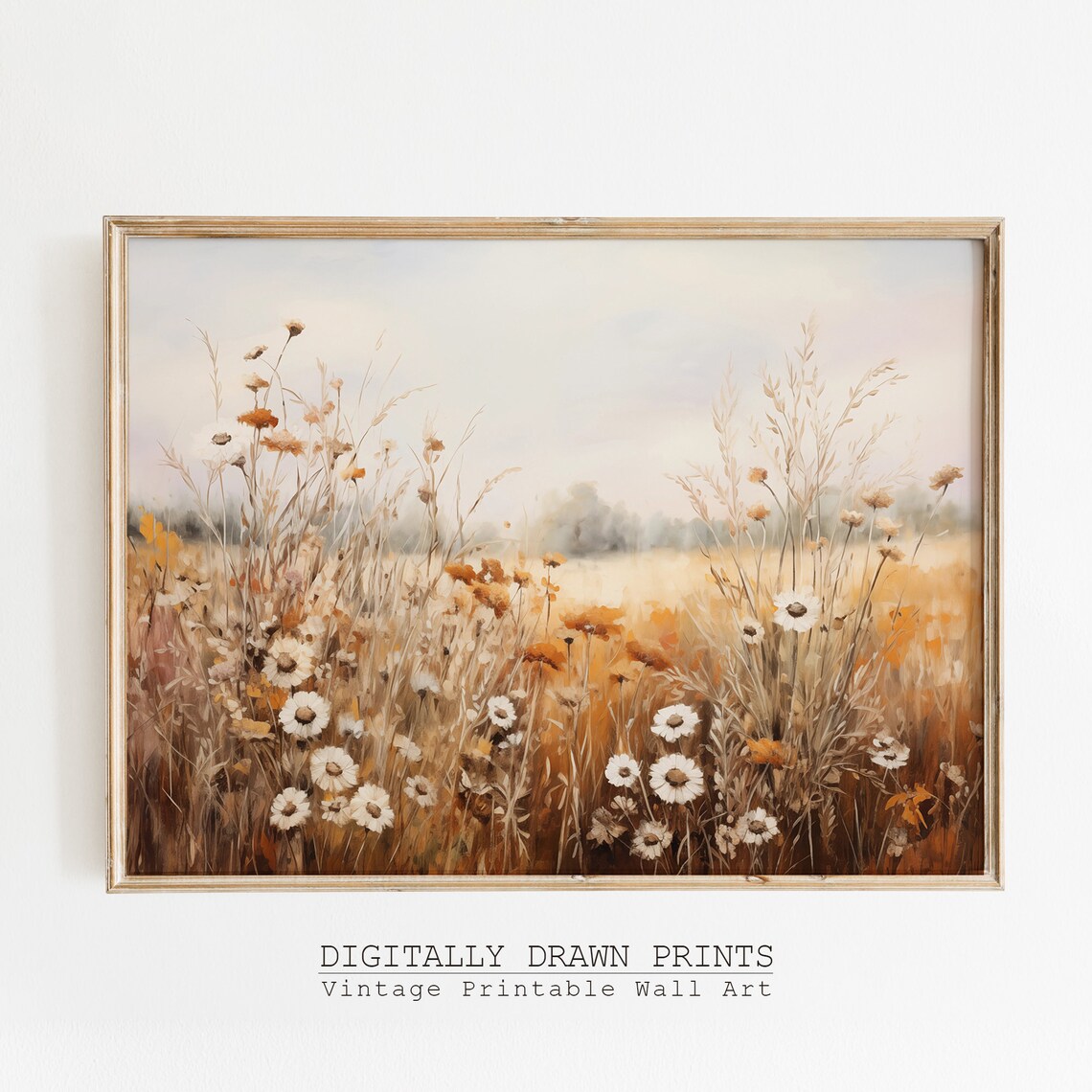 Fall Wildflower Field, Vintage Autumn Art Print