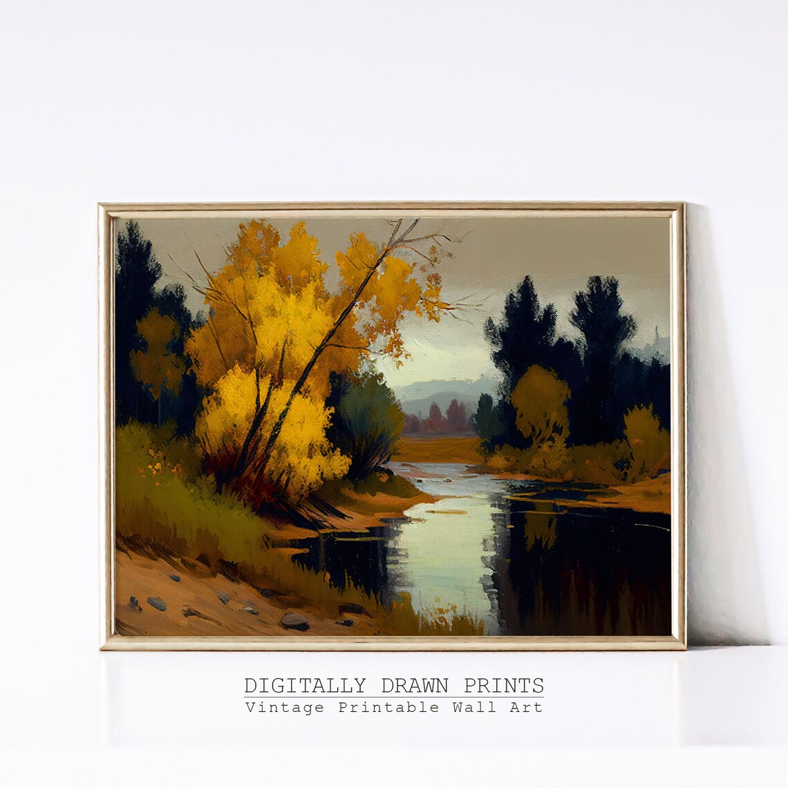 Moody Autumn Field Landscape Oil Painting Art Print