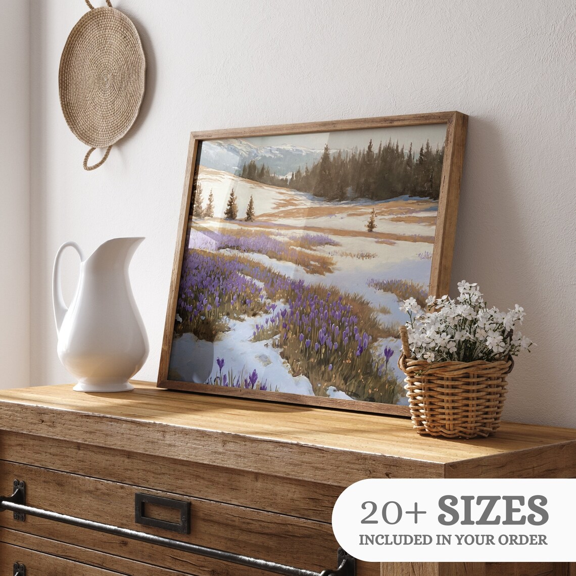 Early Spring Wildflowers Meadow Landscape Art Print - Image 2