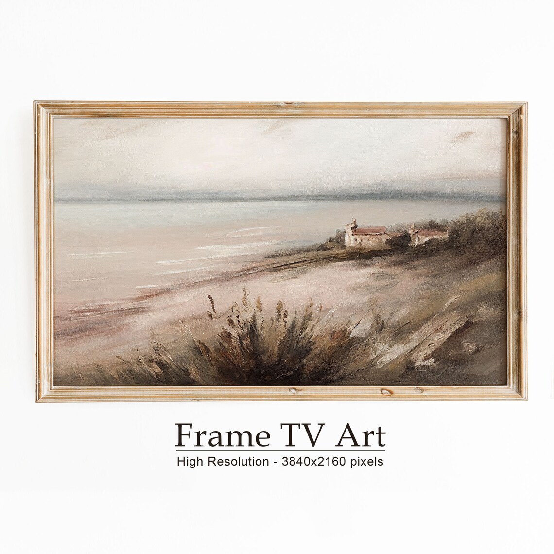 Muted Coastal Shore Pink Gray Waters Farmhouse Cove Vintage Poster