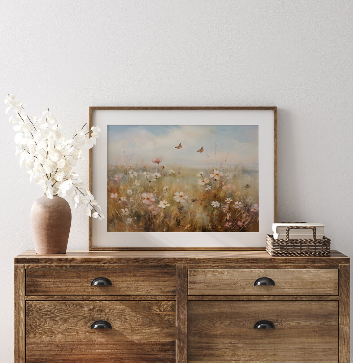 Wildflower Field Landscape Butterfly Vintage Art Print - Image 5
