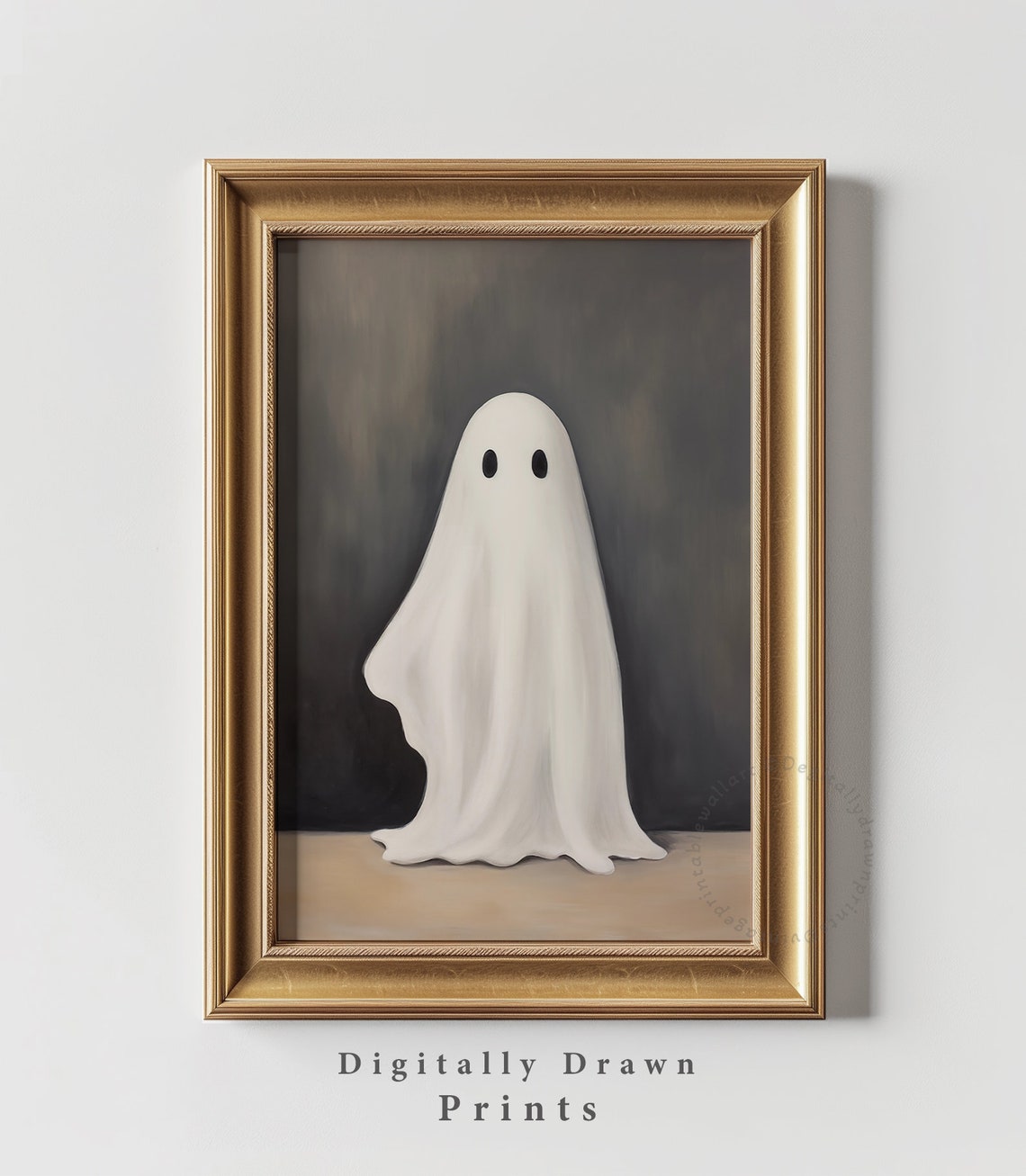 Minimalist White Ghost Dark Background Spooky Halloween Poster - Image 2