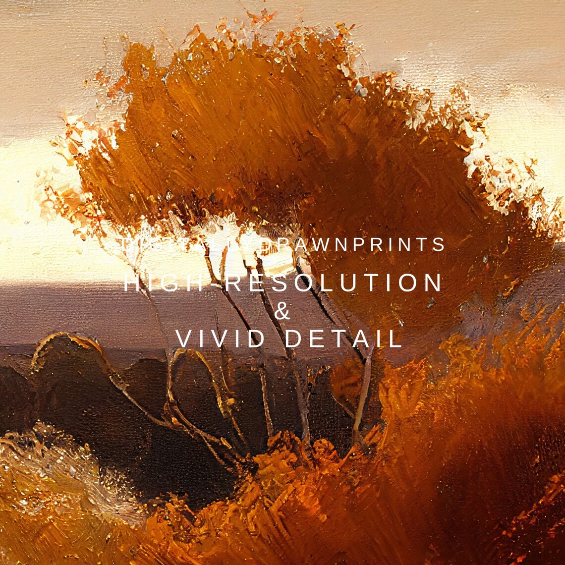 Autumn Rocky Hillside Golden Brush Sunset Path Vintage Landscape Painting Poster - Image 2