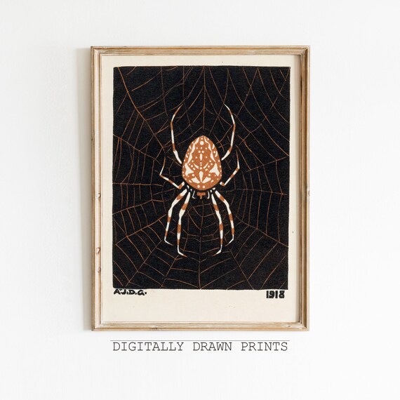 Halloween Wall Art Spooky Spider Print Dark Academia Wall Art Moody Halloween Print Dark Art
