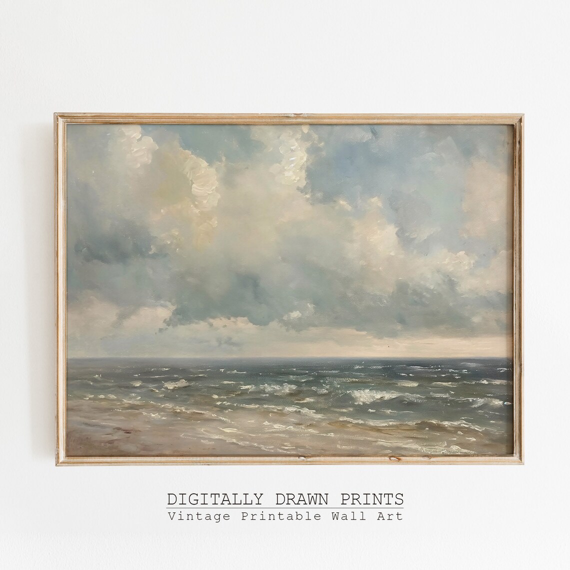 Moody Stormy Seascape Rolling Clouds Dark Waves Vintage Ocean Art Poster - Image 5