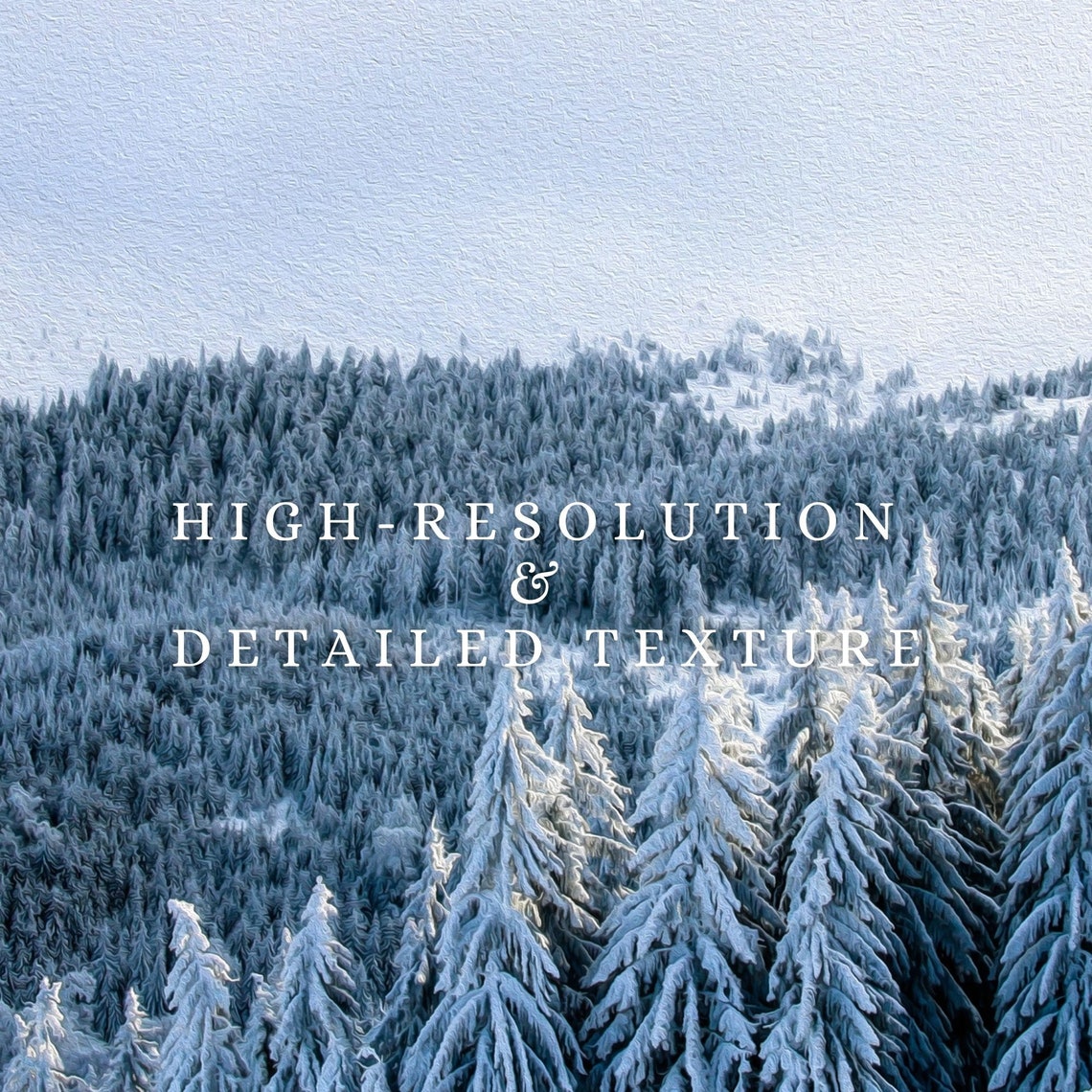 Snowy Mountain Pine Forest Winter Landscape Morning Art Poster - Image 2