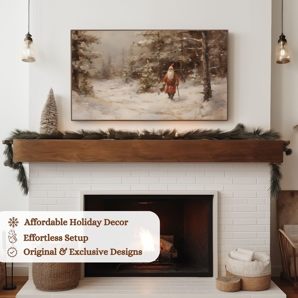 Vintage Christmas Snowy Landscape With Santa Claus - Image 4