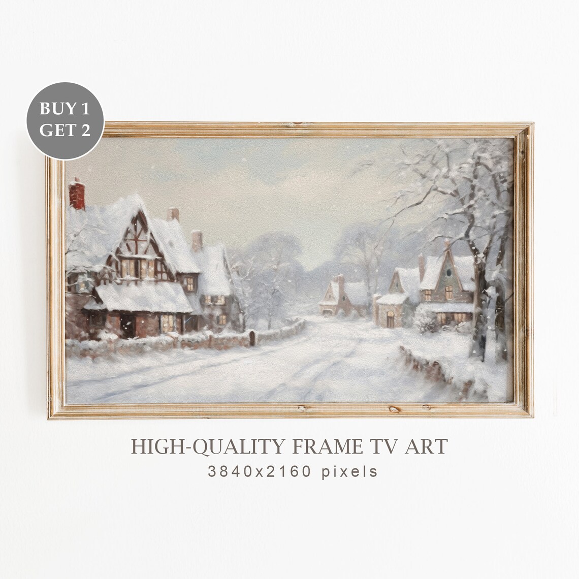 Christmas Winter Village Landscape Art Print