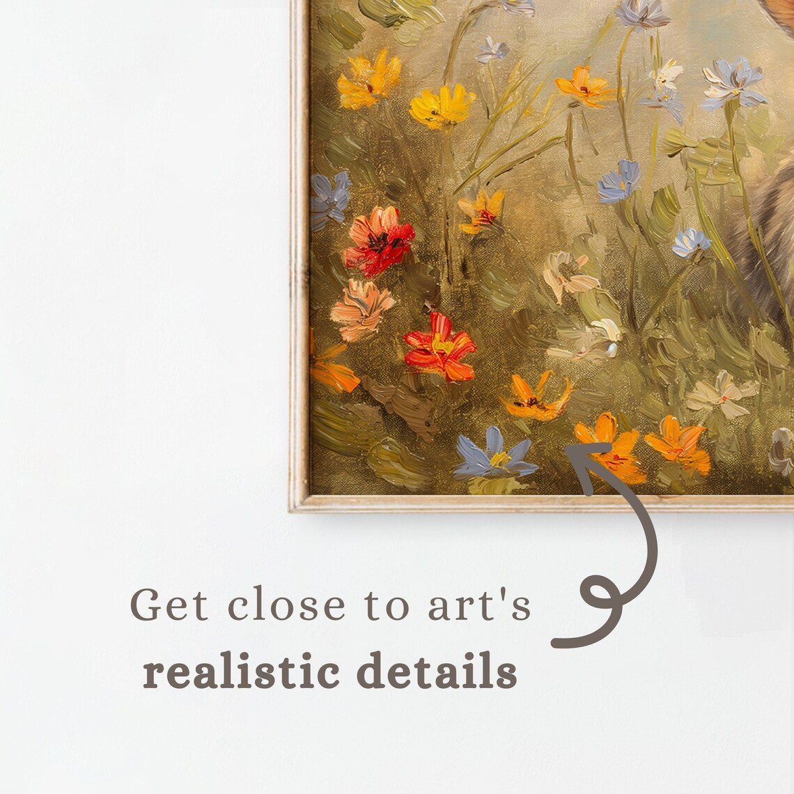 Three Baby Bunnies in Colorful Spring Wildflower Field Wall Art - Image 3