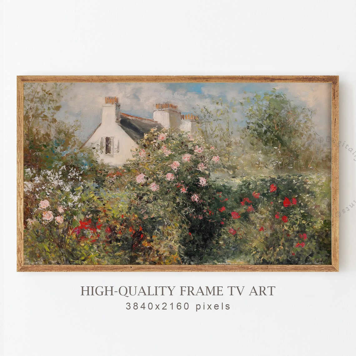 Summer Cottage Floral Garden Vintage Oil Print - Image 4