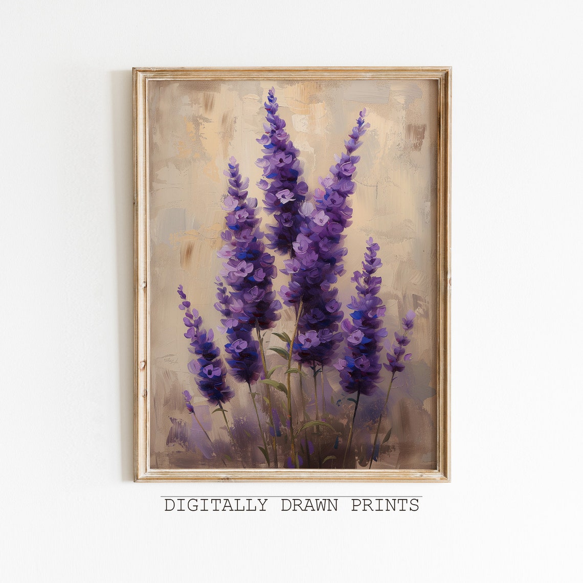Floral Still Life Oil Painting Lavender Blossoms Antique Print Muted Tone Print Vintage Country Oil Painting
