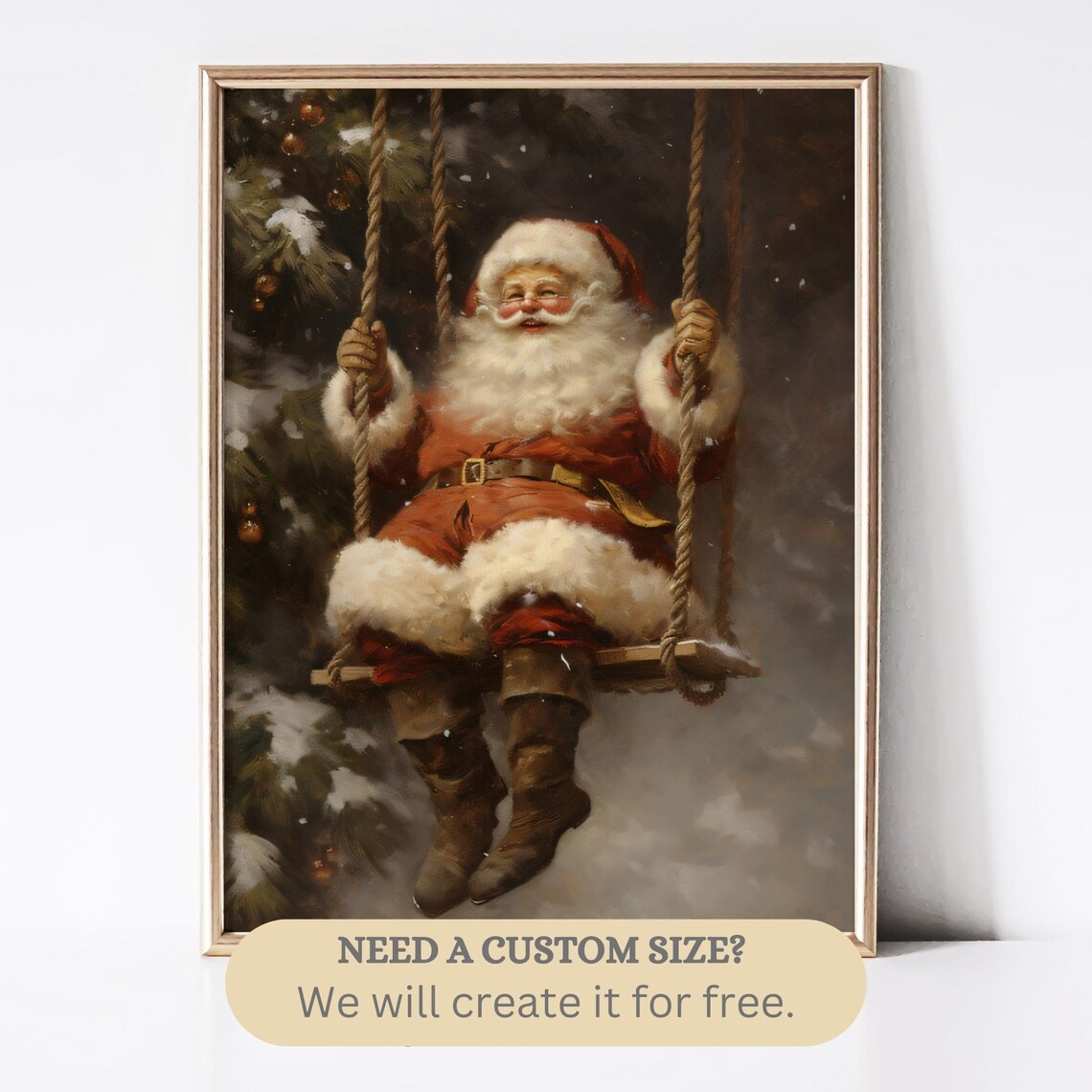 Swinging Santa Vintage Christmas Wall Art - Image 2