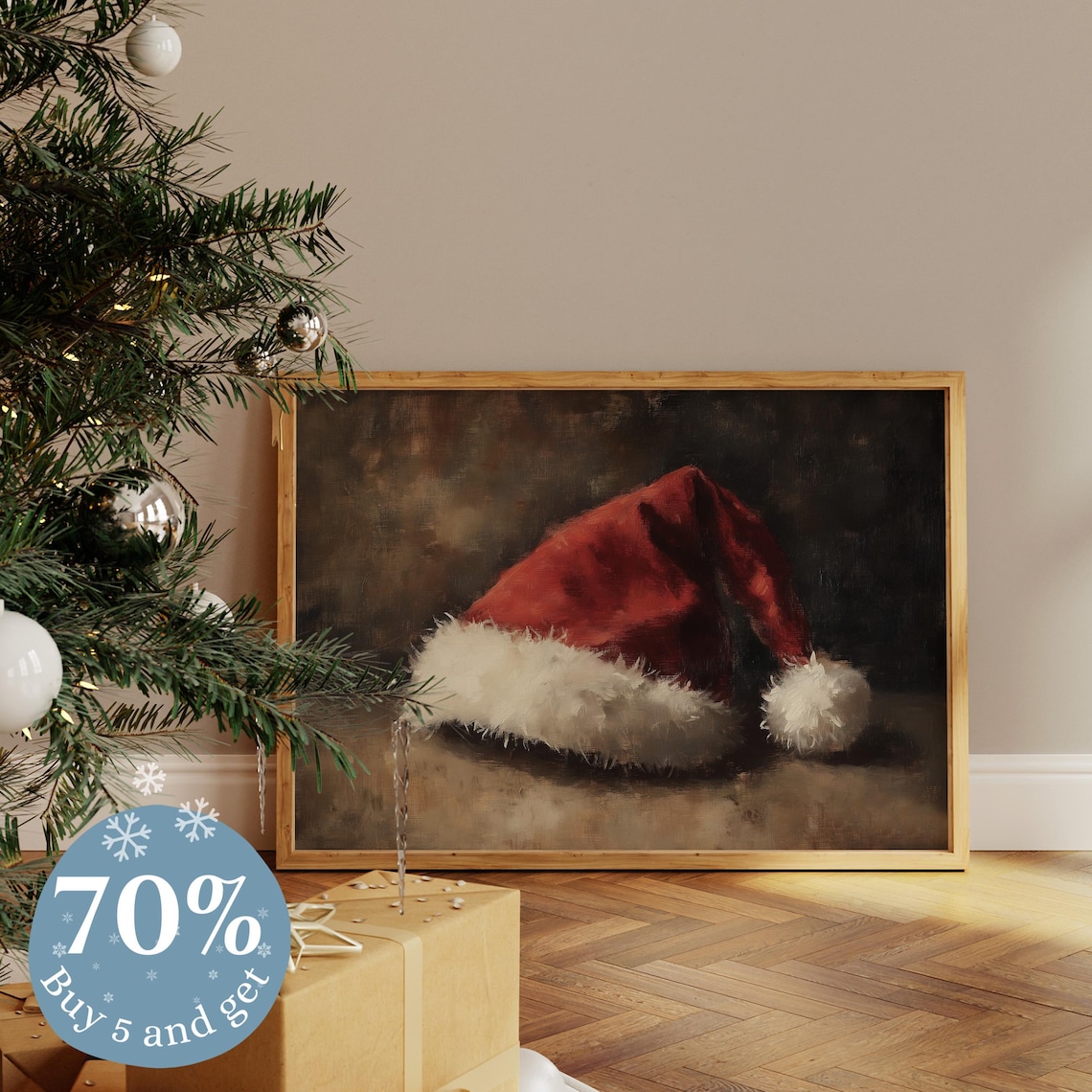 Vintage Christmas Santa Claus Still Life Art Print - Image 4