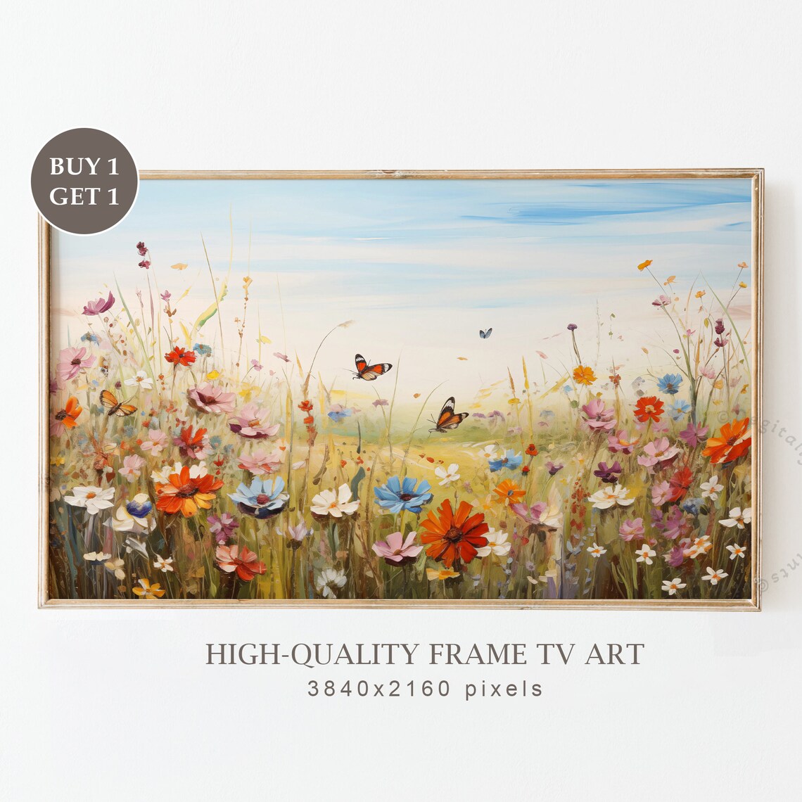 Colorful Spring Wildflower Butterfly Garden Meadow Art Print