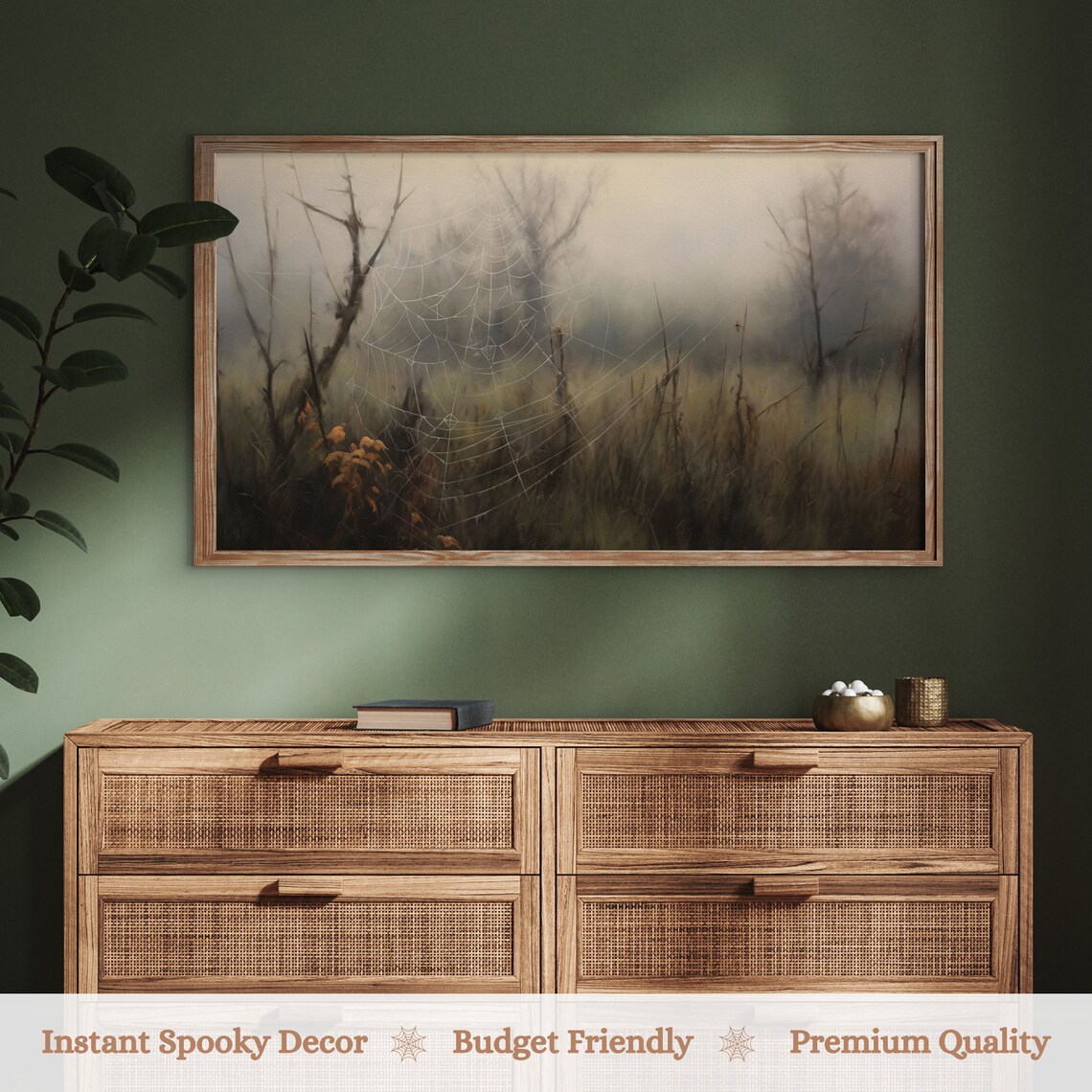 Vintage Halloween TV Frame Art, Spooky Neutral Decor - Image 3