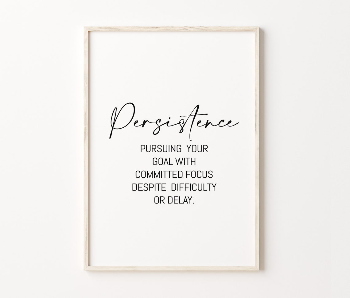 Persistence Script Motivational Quote Definition Minimalist Art Poster - Image 3