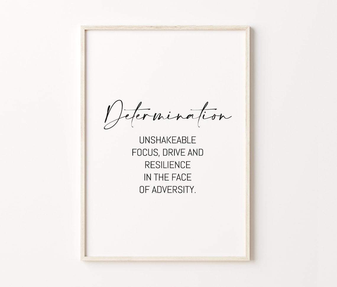 Determination Script Quote Motivational Minimalist Wall Art Print - Image 3