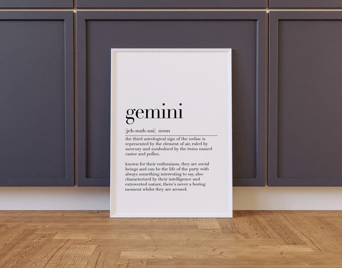 Gemini Definition Gemini Poster Gemini Funny Art Dictionary Poster Gemini Quote Print Zodiac Sign Gift Astrological Gifts - Image 2