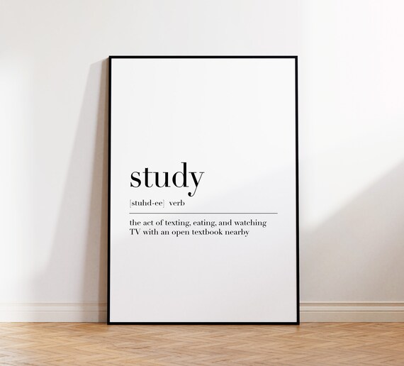 Study Study Print Study Definition Print Study Quote Wall Art Teen Room Decor Dictionary Poster