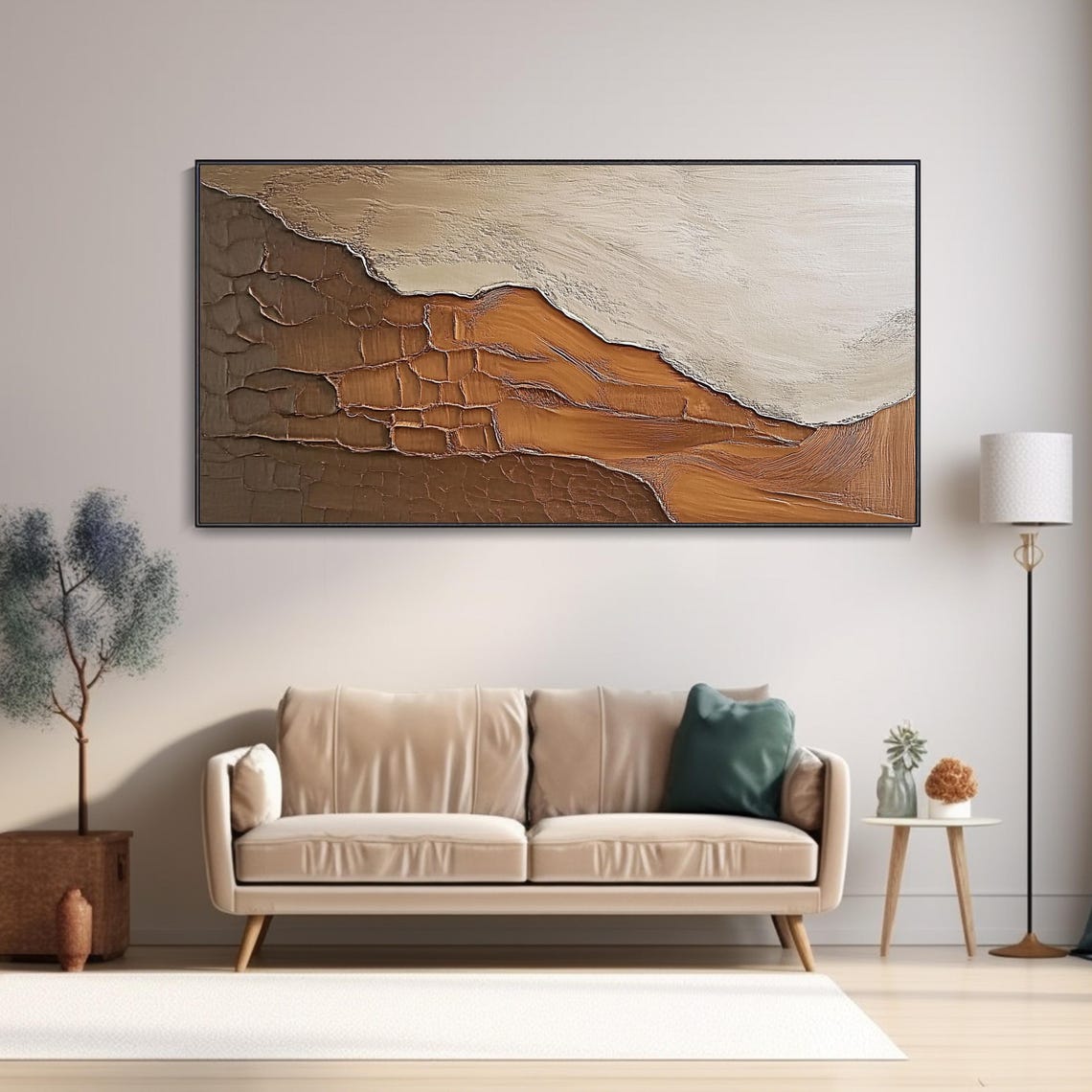Earth Tone Abstract Desert Texture Wabi Sabi Panoramic Oil Poster - Image 3