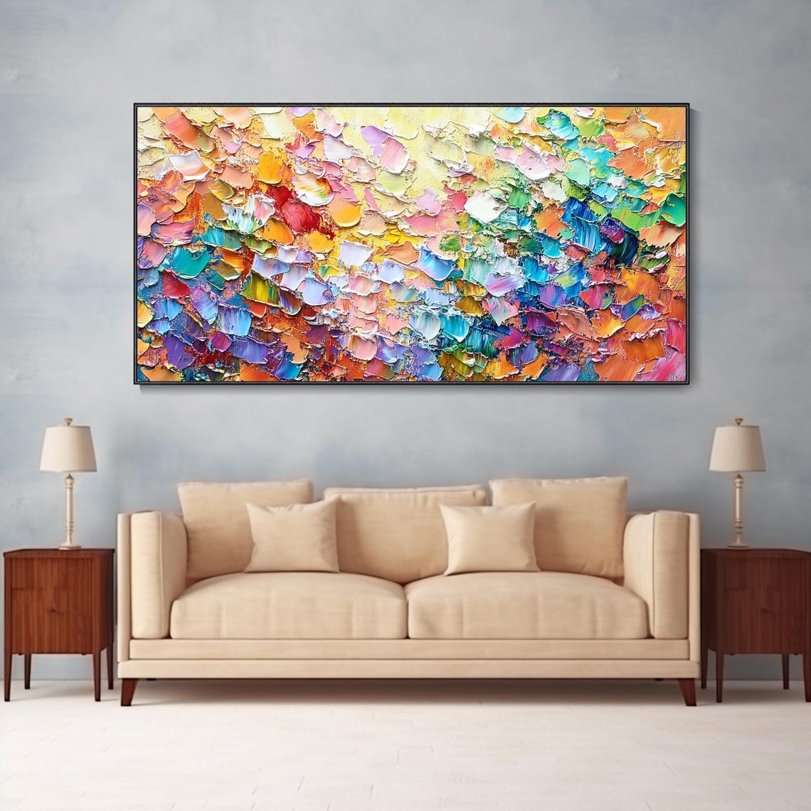 Colorful Abstract Floral Palette Knife 3D Impasto Art Poster - Image 4
