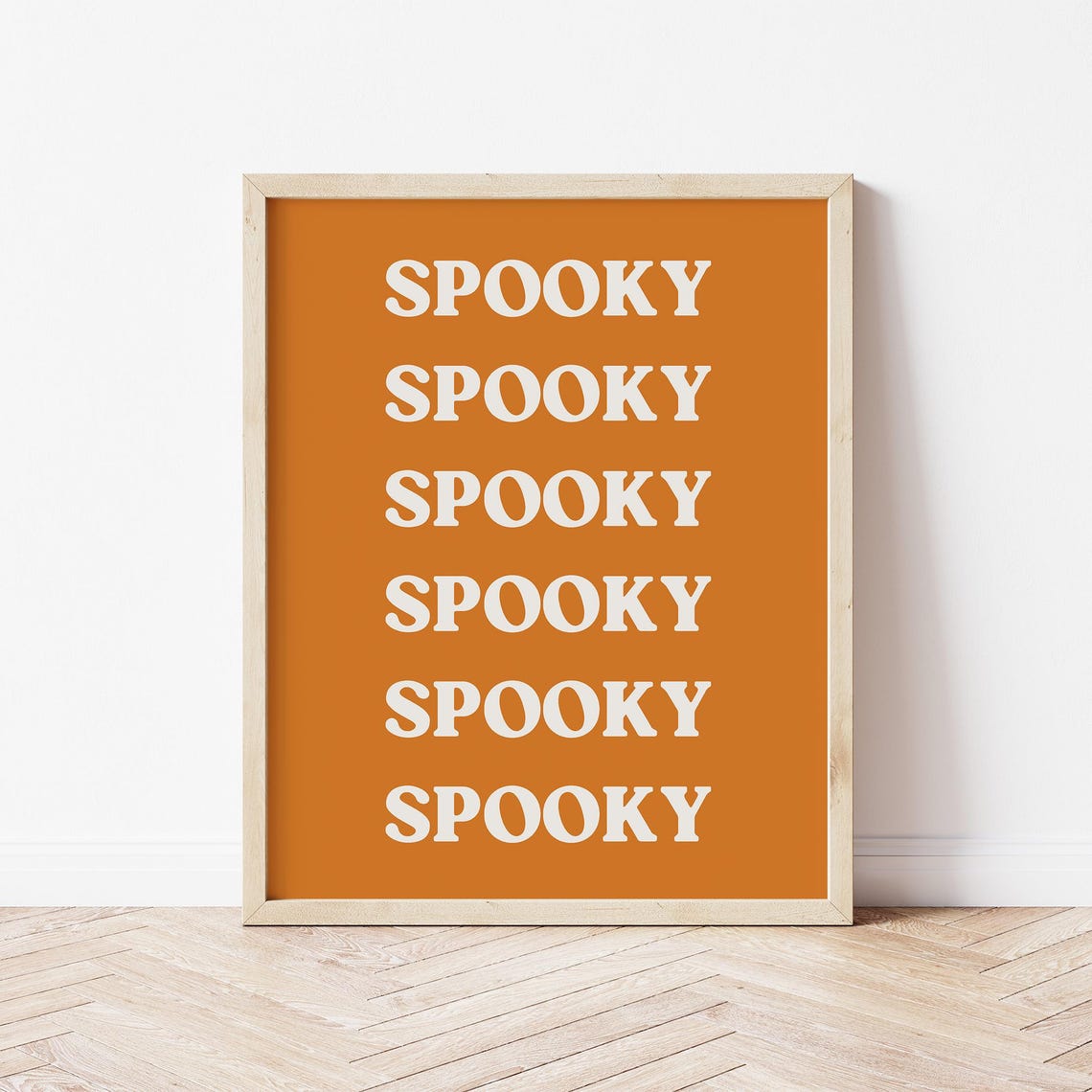 Spooky Repeated Typography Burnt Orange Halloween Party Poster - Image 3