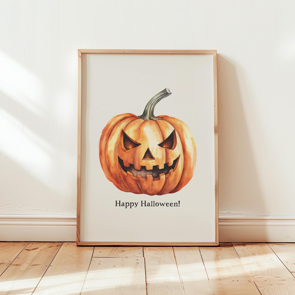 Happy Halloween Jack O Lantern Pumpkin Watercolor Art Poster - Image 5