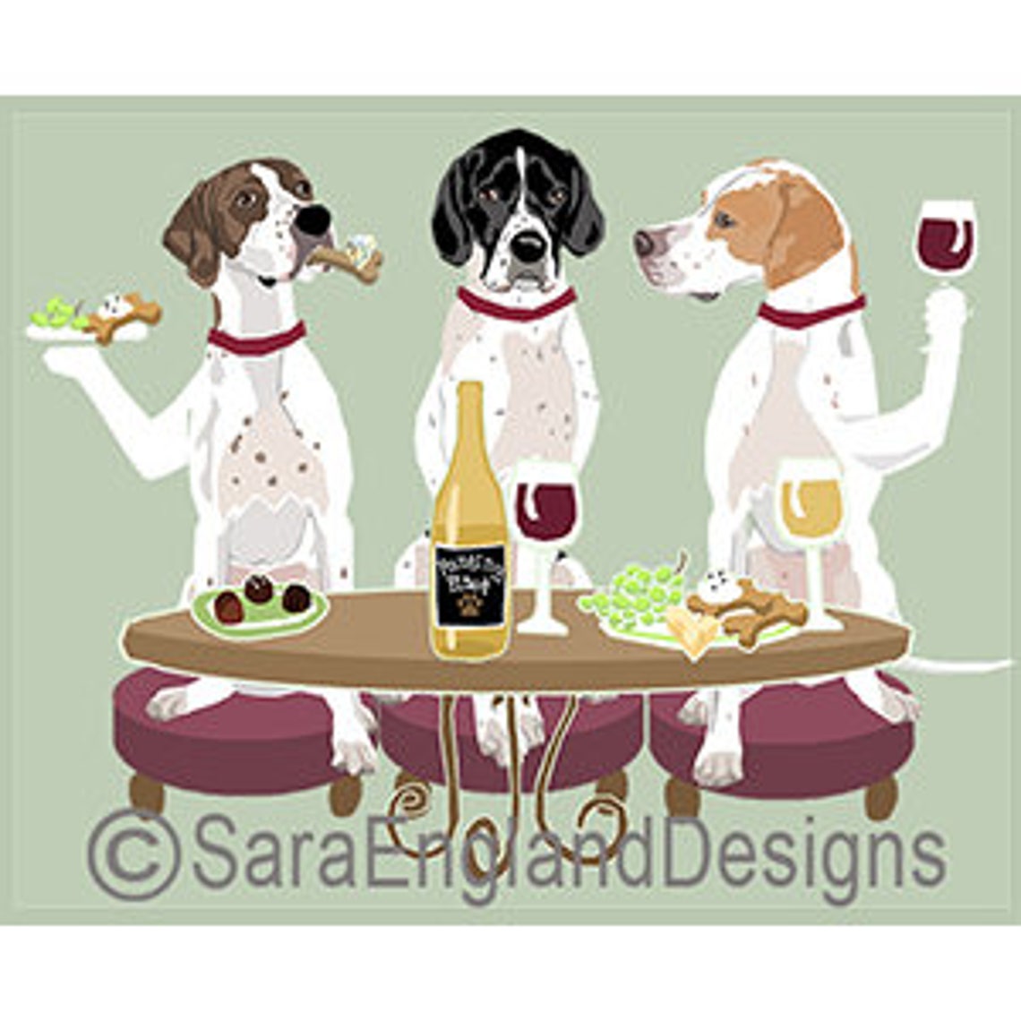 Dogs Wineing Pointer Art Print