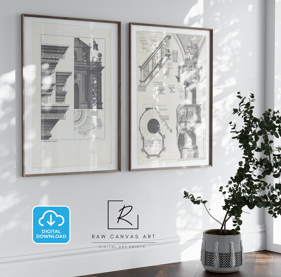 Vintage Architecture Line Art Architectural Prints