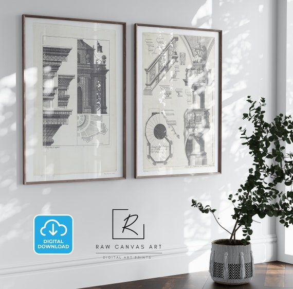 Vintage Architecture Line Art Architectural Prints