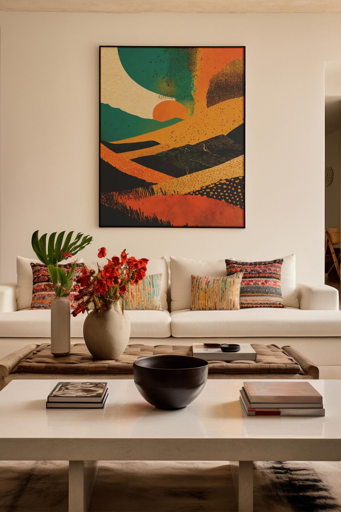 Abstract Landscape Modern Sunset, Minimalist Geometric Art - Image 6