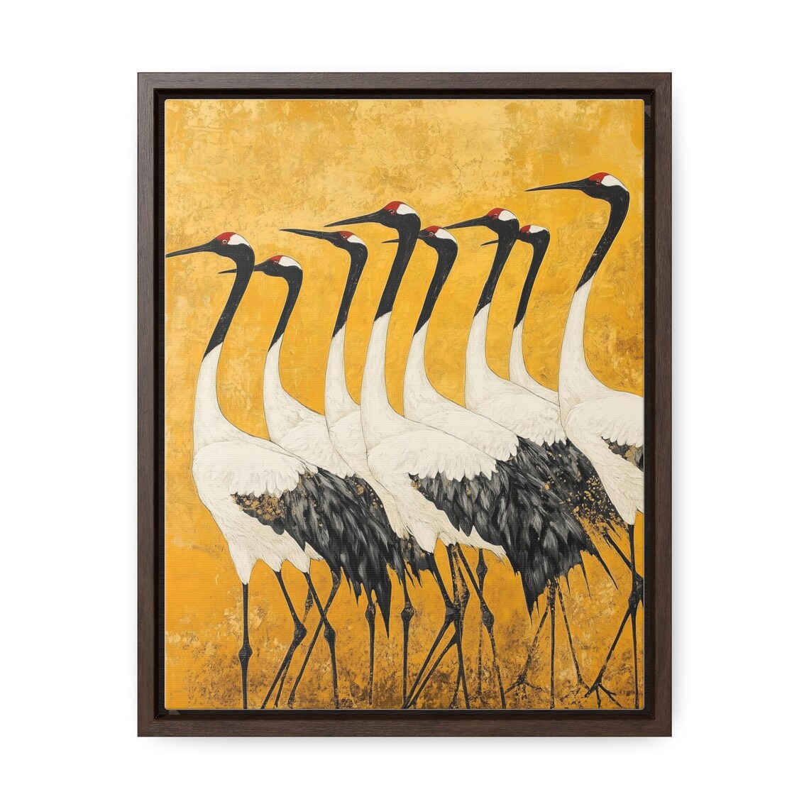 Cranes In Harmony, Bohemian Japanese Art Print