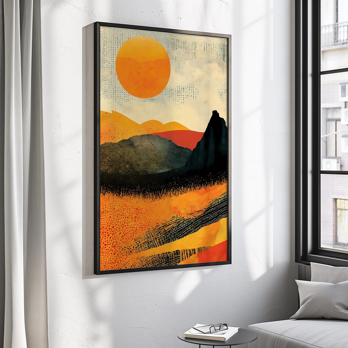 Abstract Landscape, Minimalist Geometric Sunset Art Print - Image 5