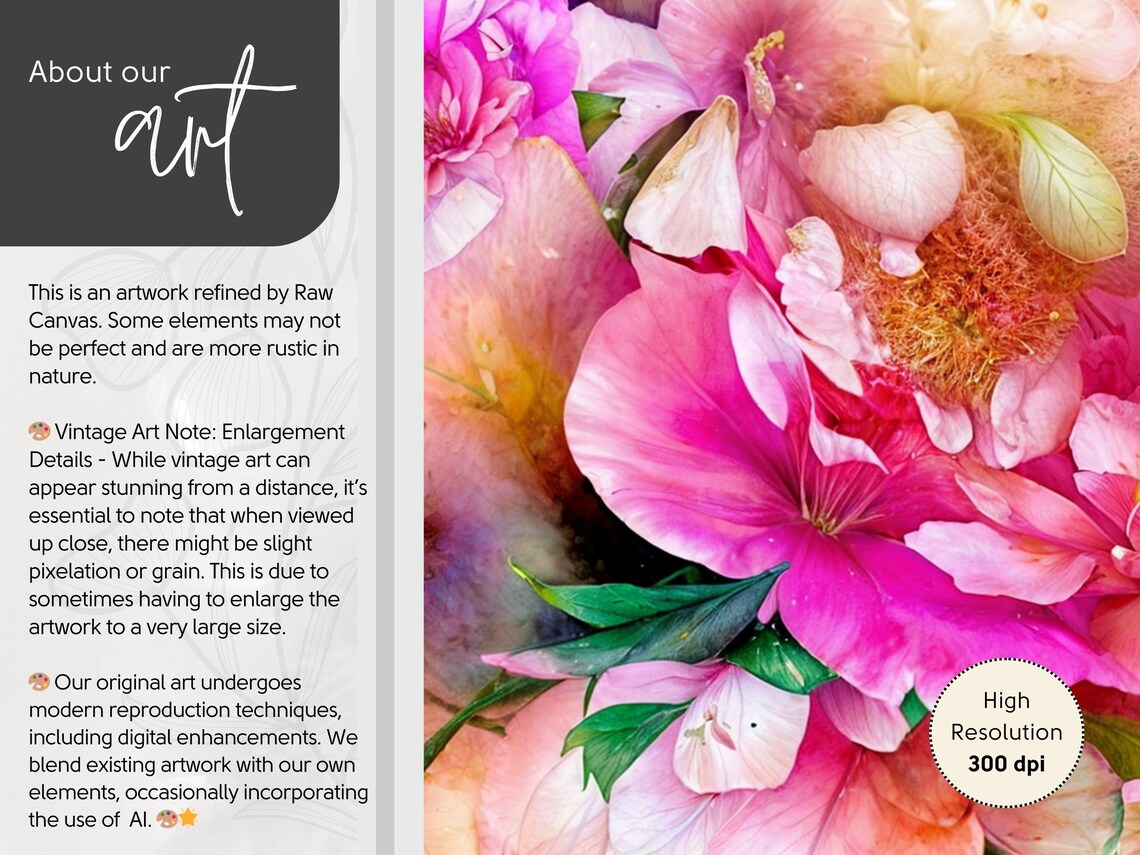 Grunge Peony Print, Abstract Floral Decor - Image 3