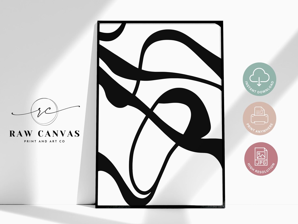 Minimalist Abstract Line Art, Modern Home Office Decor