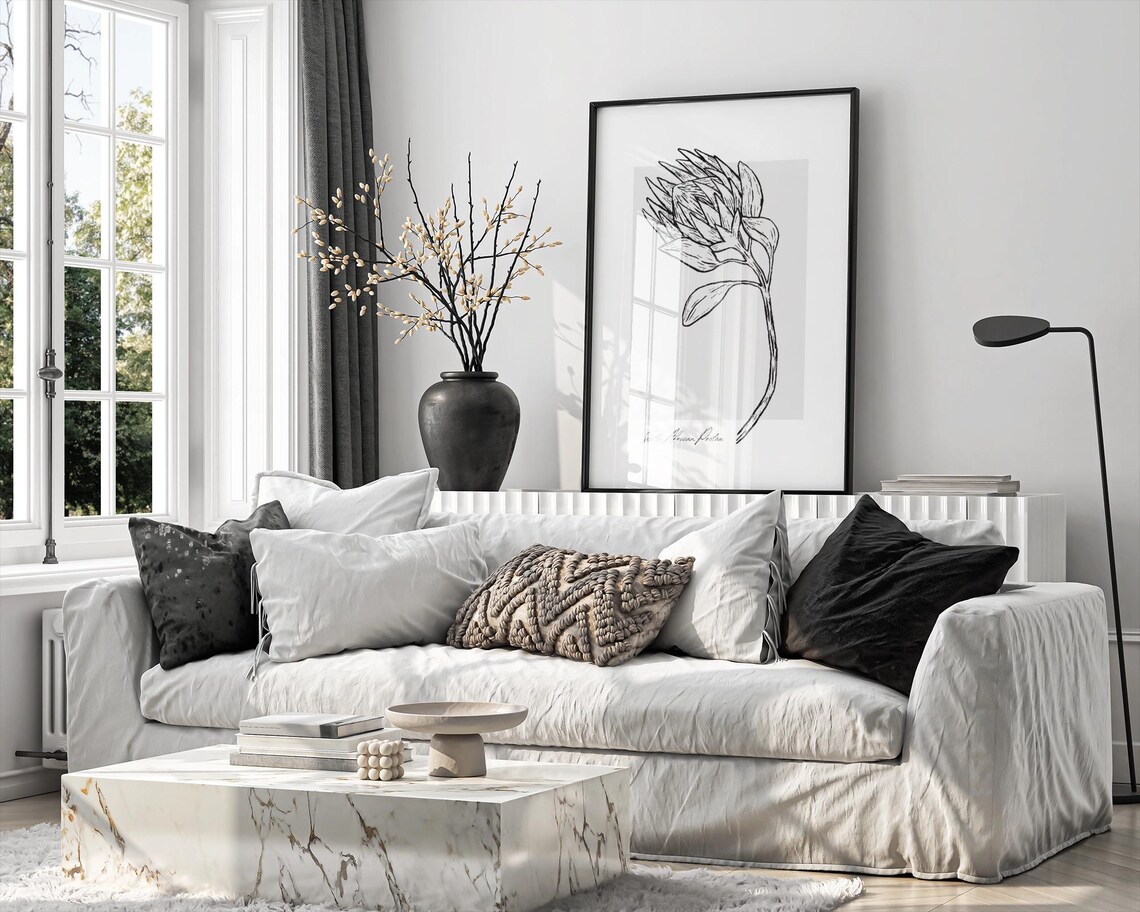 Protea Botanical Line Art, Minimalist Floral Art - Image 3