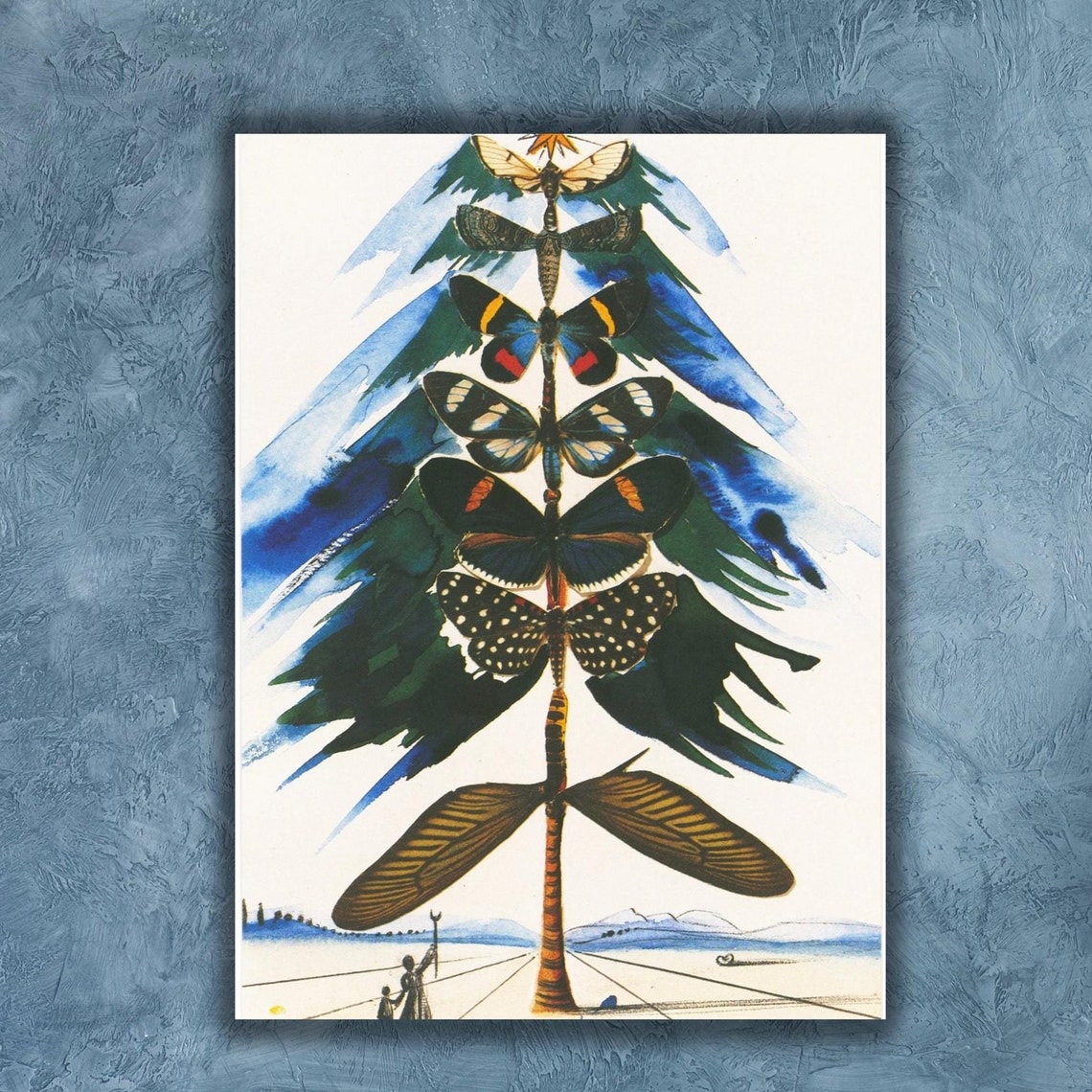 Salvador Dalis 1959 Christmas Tree Of Butterflies Vintage Poster Art Wall Art Abstract Art Salvador Dali Reproduction Print