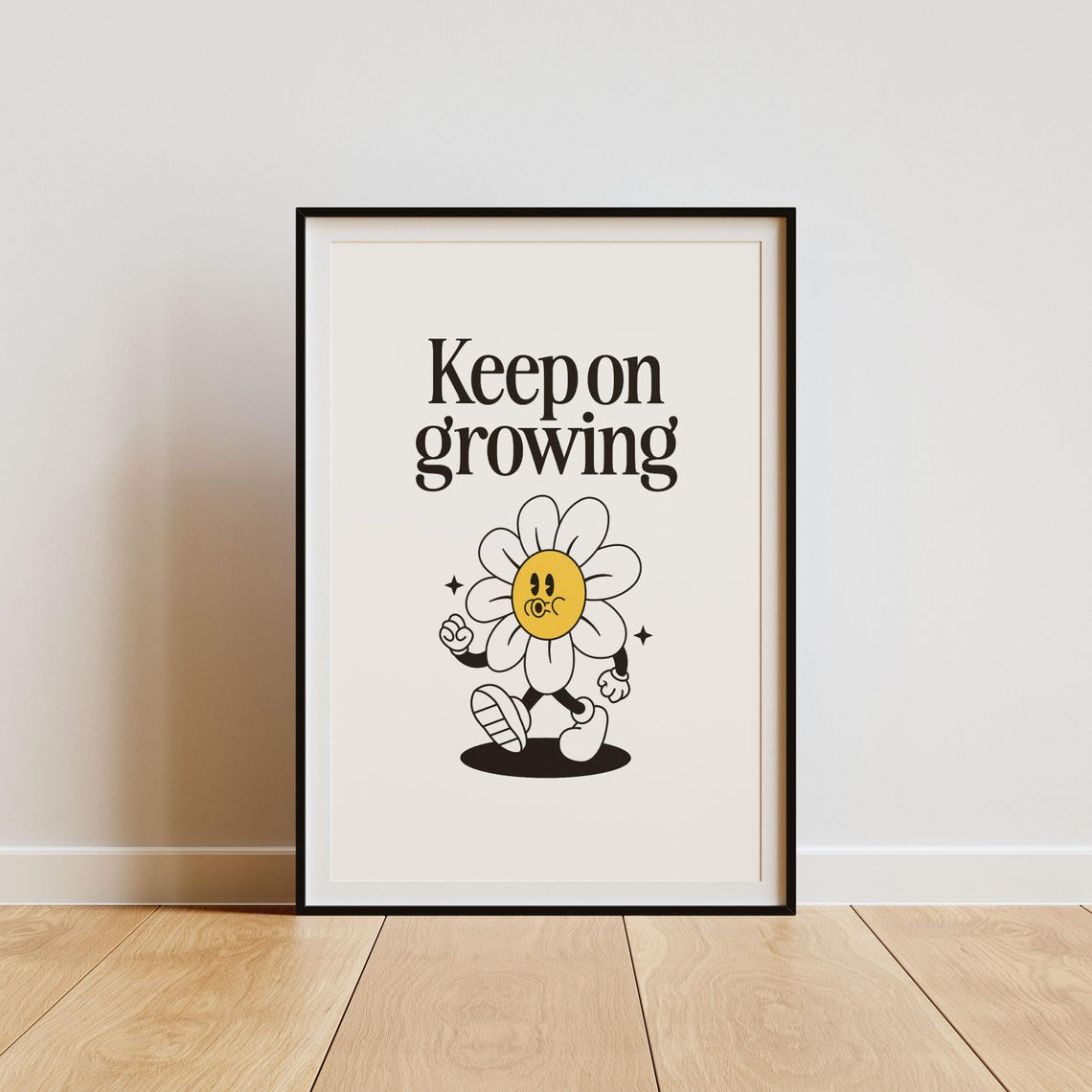 Keep On Growing Retro Daisy Flower Mascot Quote Poster Vintage Style - Image 2