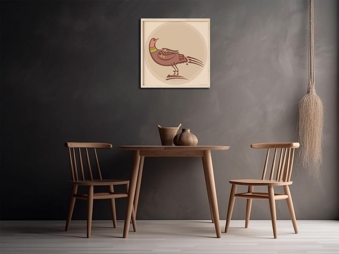 Folk Art Bird Wall Art Brown Beige Animal Poster Traditional Animal Home Gift Poster I Jpg Art For Living Room Home Gift - Image 2