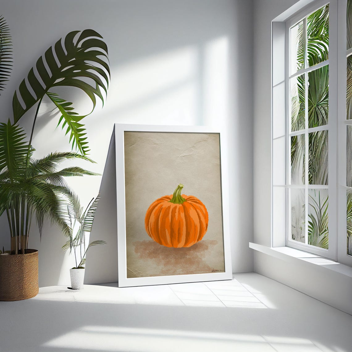 Autumn Harvest Orange Pumpkin Illustration Fall Home Wall Art Print - Image 4