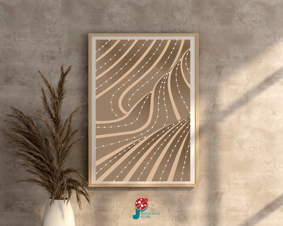 Curved Line Boho Wall Art Brown Line Geometric Wall Decor Pastel Tones Poster Jpg Modern Print