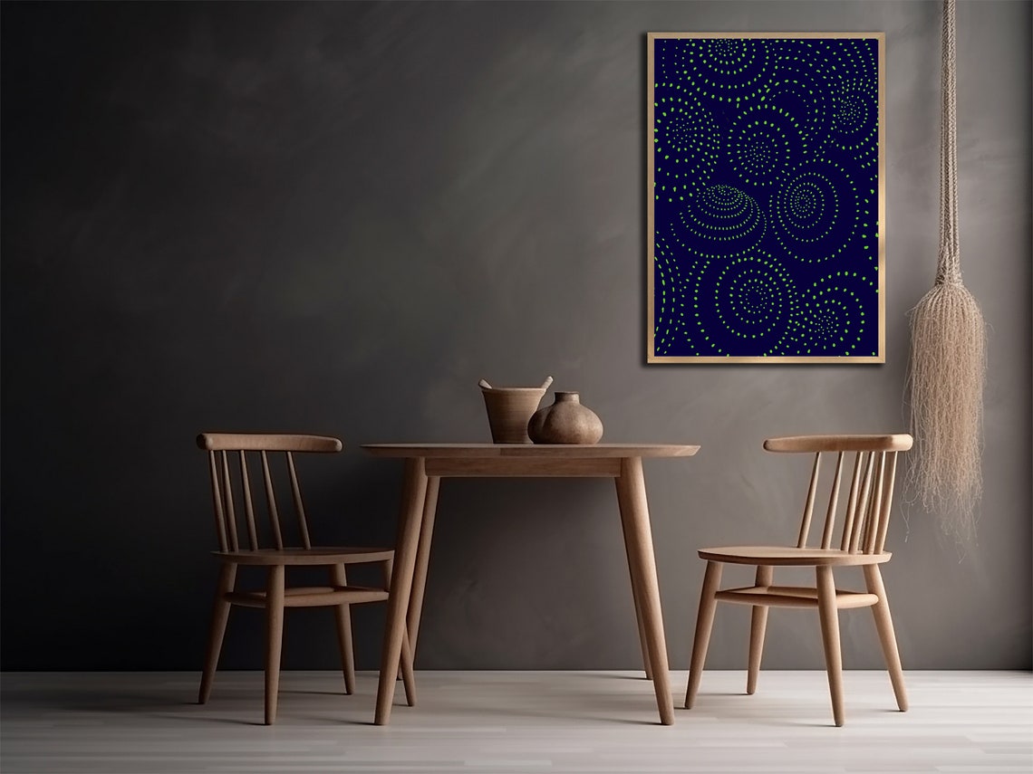 Navy Blue Spiral Wall Art Boho Circle Wall Decor Dark Tones Geometric Abstract Print Jpg Modern Art - Image 3