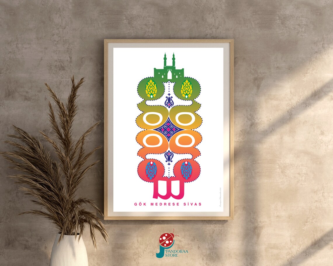 Colourful Geometric Islamic Decor, Poster Print